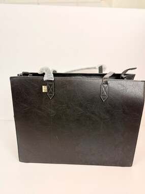 NWT Béis The Work Tote Black Vegan Leather Laptop Bag